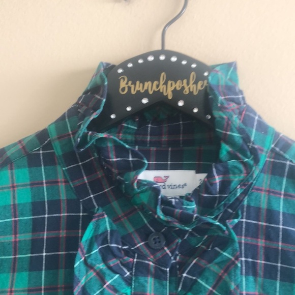 Vineyard Vines Holly Plaid Ruffle Button Down Shirt - Picture 7 of 8